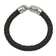 Black Leather and Stainless Steel Antiqued and Polished 8.25-inch Bracelet
