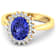 1.28ctw Violet Tanzanite and Diamond 14K Yellow Gold Halo Ring