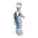 Rhodium Over Sterling Silver Polished Crystal Seahorse Pendant