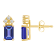 6x4mm Emerald Cut Tanzanite with Diamond Accents 14k Yellow Gold Stud Earrings