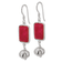 Sterling Silver Red Jadeite Dangle Shepherd Hook Earrings
