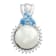 10mm Round White Freshwater Pearl with Blue and White Topaz Sterling
Silver Halo Pendant with Chain