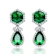 Emerald Color CZ Halo Drop Earrings In Sterling Silver