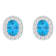 8x6mm Oval Swiss Blue Topaz And White Topaz Accent Rhodium Over Sterling
Silver Halo Stud Earrings
