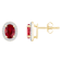 7x5mm Oval Created Ruby And Created White Sapphire 10k Yellow Gold Halo
Stud Earrings
