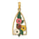 14k Yellow Gold Enameled Ladybug and Flowers Triangle Pendant