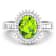14K White Gold Green Peridot and White Diamond Oval Halo Ring 2.12ctw