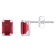 6x4mm Emerald Cut Lab Created Ruby Rhodium Over 10k White Gold Stud Earrings