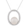 10-11mm Button White Cultured Freshwater Pearl and CZ Rhodium Over
Sterling Silver Pendant