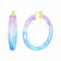14K Yellow Gold Over Sterling Silver Painted Hoops in Purple and Blue