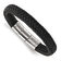 Black Woven Leather and Stainless Steel Polished 8-inch with 0.5-inch
Extension Bracelet