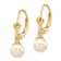 14K Yellow Gold 6-7mm White Round Freshwater Cultured Pearl Leverback Earrings