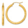 14k Yellow Gold Polished Satin and Diamond-cut 1 1/4" Hoop Earrings