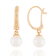 White Cultured Akoya Pearl 14k Yellow Gold Earrings 7-7.5mm