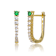 Emerald Color CZ U-Shaped Hoop Earrings In 14K Gold Over Sterling Silver