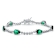 Emerald Color CZ And White CZ Pear Shape Tennis Bracelet In White
Rhodium Over Brass 4.26ctw