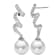 14KW Dangling Earrings 0.10 ctw Diamond 9.5mm Cultured Pearl
