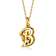 Initial B Pear Shape CZ And Pearl Pendant Necklace In 14K Gold Over Brass