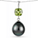 Black Tahitian Pearl and Peridot Sterling Silver Teardrop Pendant With
Chain 1.05ct