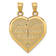 14k Yellow Gold Brushed Reversible Forever and Ever Break-Apart Heart Pendant