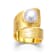 Pear Shape Freshwater Pearl Cuff Ring In 14K Gold Over Sterling Silver