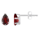 6x4mm Pear Shape Garnet Rhodium Over 10k White Gold Stud Earrings
