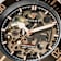 Duxot Atlantica Skeleton Diver Brown Dial Rose Bezel Two-tone Stainless
Steel Band Automatic Watch