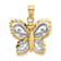 14k Yellow Gold and Rhodium Over 14k Yellow Gold Diamond-Cut Butterfly Charm