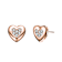 Heart-Shaped CZ Pave Stud Earrings In 18K Rose Gold Over Brass