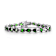 Emerald Color CZ Pear Shape Tennis Bracelet In White Rhodium Over Brass