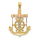 14K Yellow, White and Rose Gold Diamond-cut with Textured Mariner's
Cross Pendant