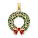 10K Yellow Gold Red and Green Enameled Christmas Wreath Charm