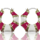 Gold Tone Pink and White Enamel Earring