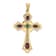 14k Yellow Gold Textured Ruby and Emerald Cabochon Cross Pendant