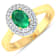 0.86ctw Green Emerald and Diamond 14K Yellow Gold Halo Ring