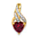 10k Yellow Gold and Rhodium Over 10k Yellow Gold Diamond, 1.15 ctw Lab
Created Ruby Heart Pendant