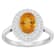 8x6mm Oval Citrine And White Topaz Accents Rhodium Over Sterling Silver
Double Halo Ring