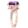 3ct African Amethyst And 0.33ctw Diamond 14k Rose Gold Bypass Ring