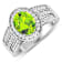 2.04ctw Green Peridot and Diamond 14K White Gold Halo Ring