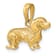 14k Yellow Gold Solid Polished and Textured 3D Wire Haired Dachshund Pendant