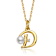 Initial D Pendant And White Pearl Necklace With CZ In 14K Gold Over Brass