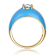 CZ And Blue Enamel Dome Ring In 14K Gold Over Brass