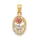 10k Yellow Gold, 10k Rose Gold and Rhodium Over 10k Yellow Gold Cubic
Zirconia Rose in Oval Charm