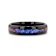 COSMIC Black Tungsten Ring with Crushed Alexandrite and Dark Blue and
Purple Crushed Goldstone 4mm