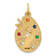 14k Yellow Gold Textured Cubic Zirconia Stones Artist Palette Charm