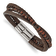 Leather and Stainless Steel Polished with Tiger's Eye Brown 8.25-inch Bracelet