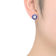 Sapphire Color CZ Halo Stud Earrings In Sterling Silver