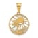 14K Yellow Gold with White Rhodium Ocean and Palm Tree Round Pendant