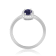 Rhodium Over Sterling Silver Round Blue Sapphire and Moissanite Halo Ring