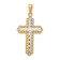 14K Two-tone Gold  Diamond-Cut Budded Cross Pendant